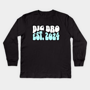 Big Bro Est. 2024 Promoted to Big Brother Kids Long Sleeve T-Shirt